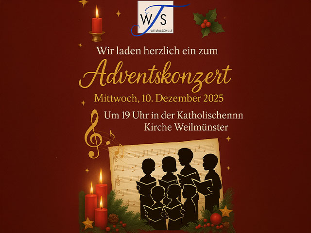 Einladung zum Adventskonzert der Weiltalschule 2025.