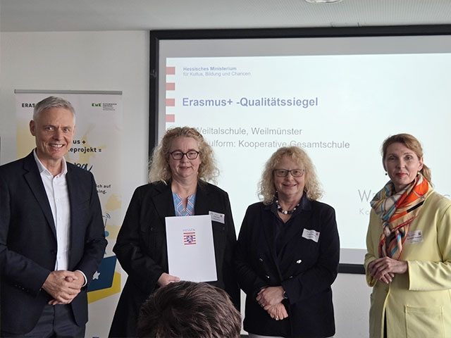 Auszeichnung des Erasmus+ Projekts der Weiltalschule mit dem Qualitätssiegel des PAD.