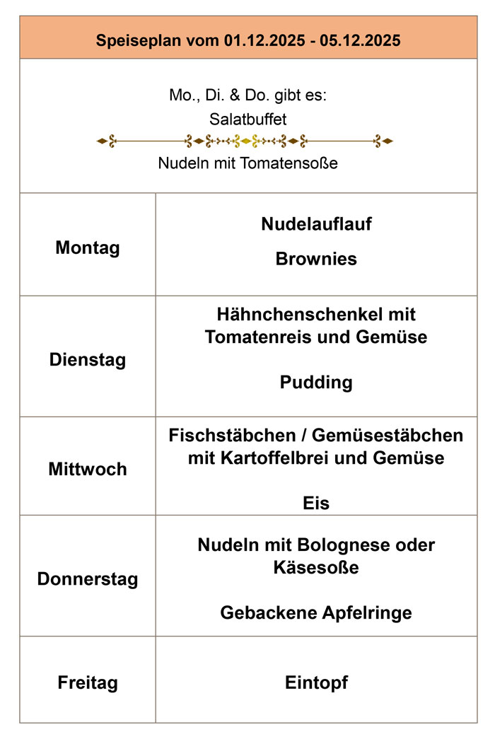 Speiseplan Speiseplan