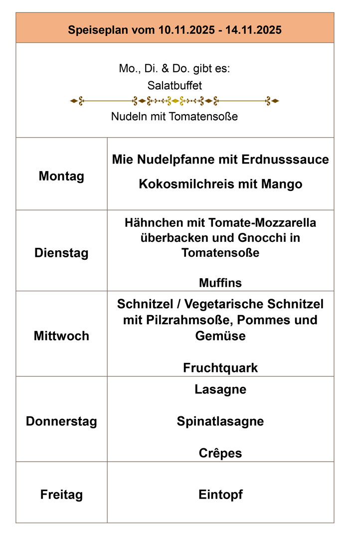 Speiseplan Speiseplan