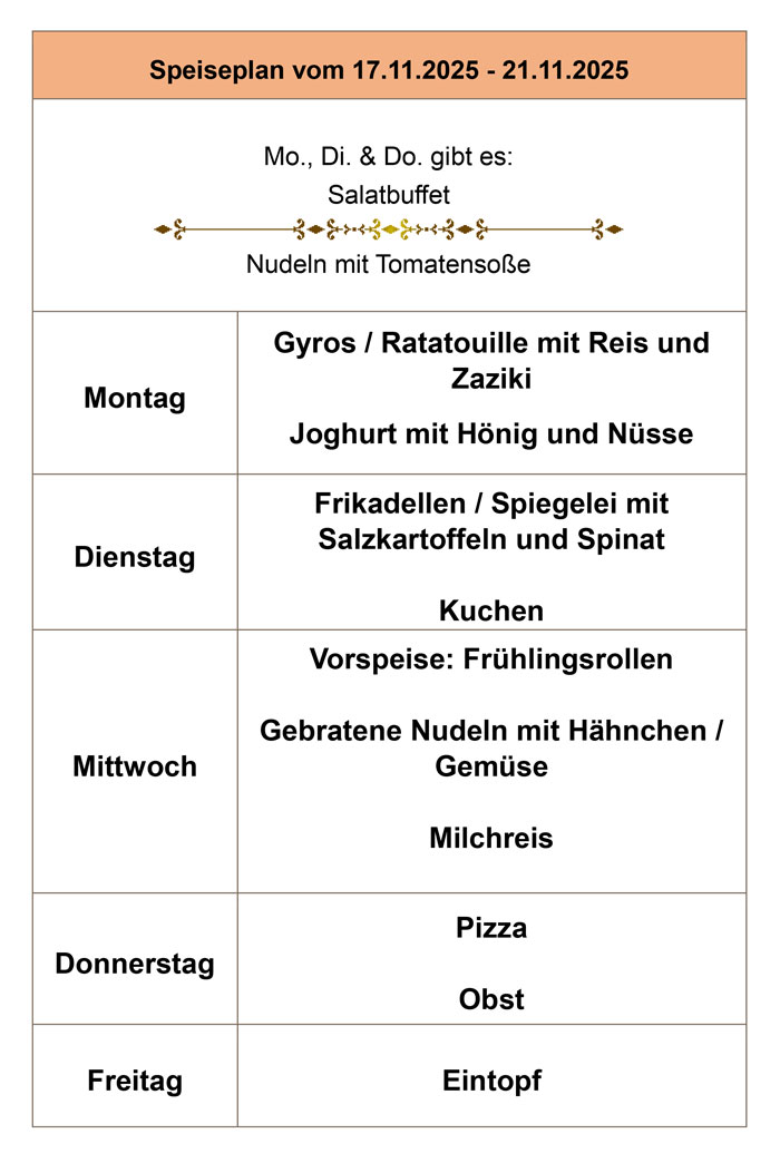 Speiseplan Speiseplan