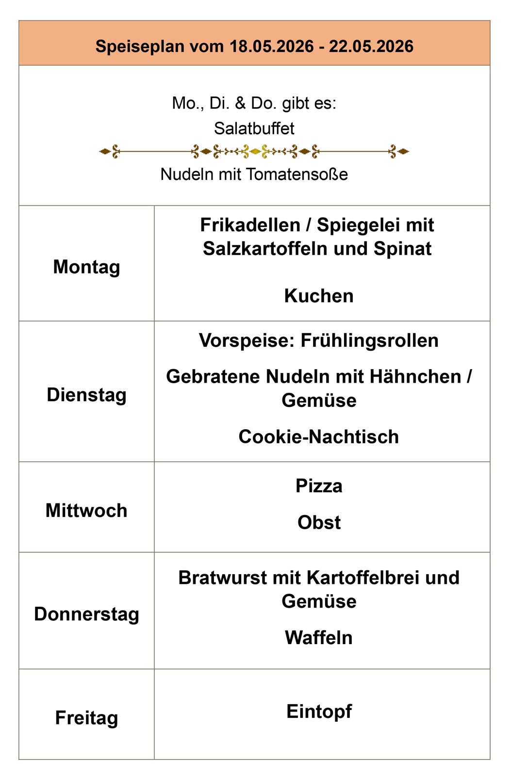 Speiseplan Speiseplan